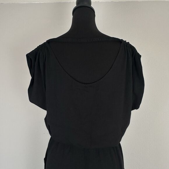 Max Studio Jumpsuit Womens Small Black Stretch Straight Leg Back Cutout Casual - Picture 8 of 14